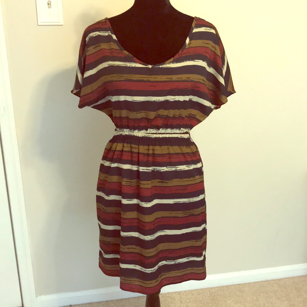 Striped Mini Dress with Bow Detailing Sz XS
